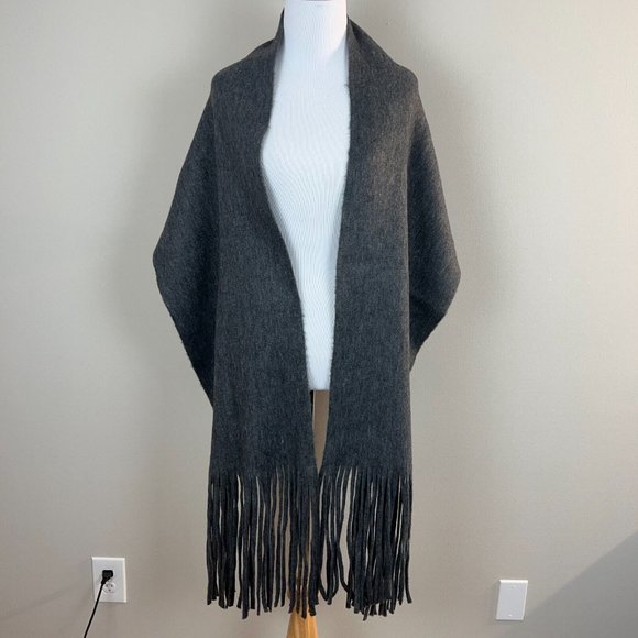Lucky Brand Heather Dark Grey Brushed Knit Fringe Long Scarf Soft Wrap New NWT - Picture 6 of 12